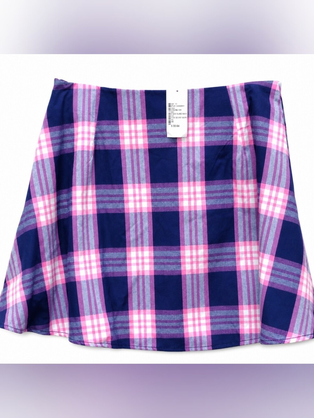 crown & ivy Women's Size 10 Navy, Pink & White Plaid A-Line Skirt